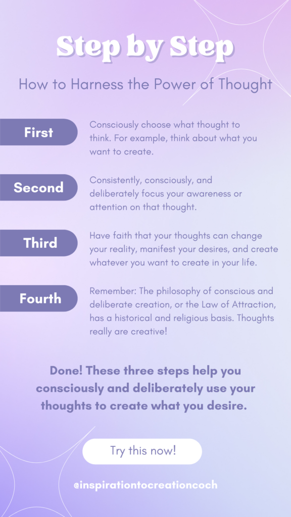 3 steps for manifestation using conscious or deliberate creation--creative thought